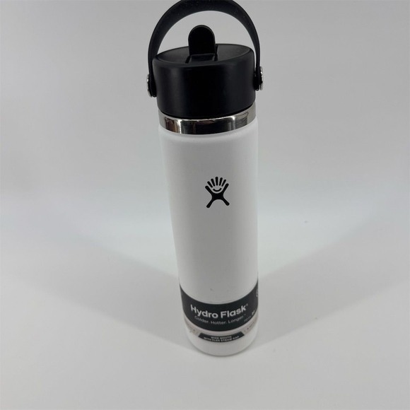 Hydro Flask 24 oz Wide Mouth Water Bottle w/ Flex Straw Cap White - Picture 1 of 7